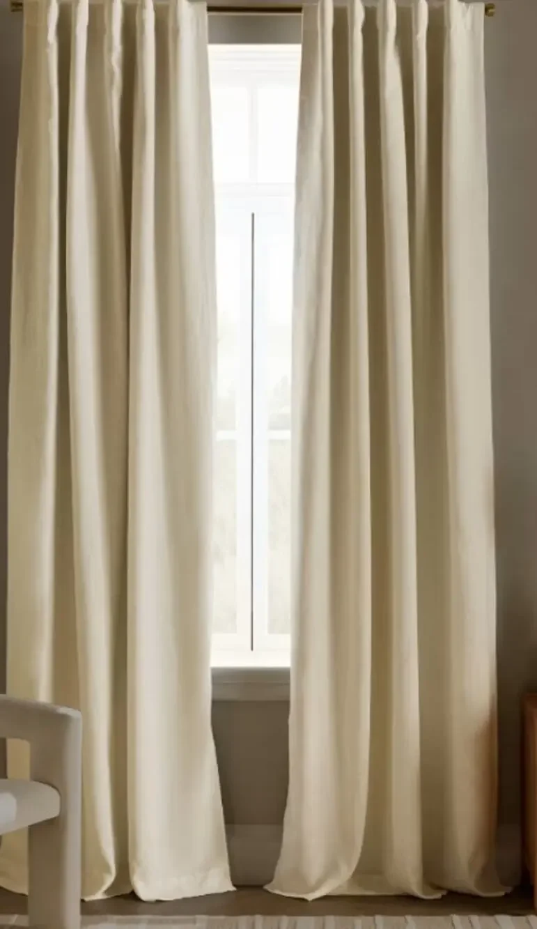 European Linen True Blackout Curtain - Single Panel - 96x120 - Cream
